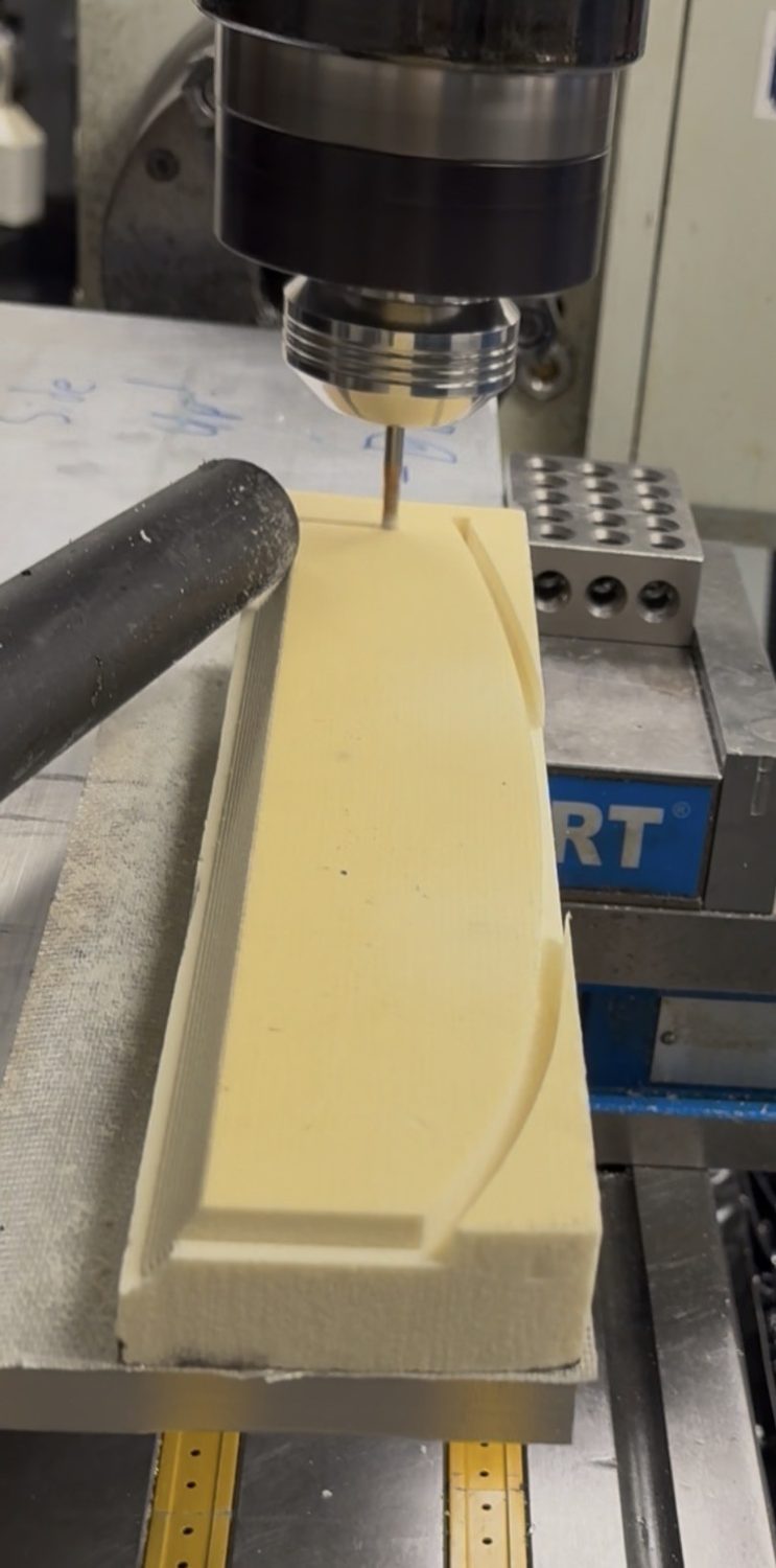 Centroid mill cutting a foam buoyancy part
