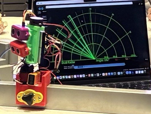 Generation 1 prototype next to a laptop showing its radar visualization
