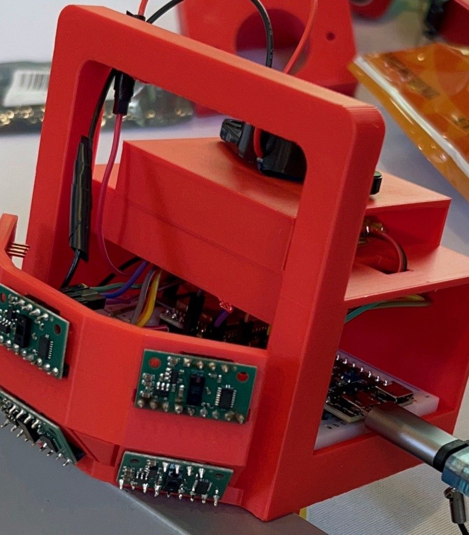 Angled view of the Generation 2 sensor mount and wiring